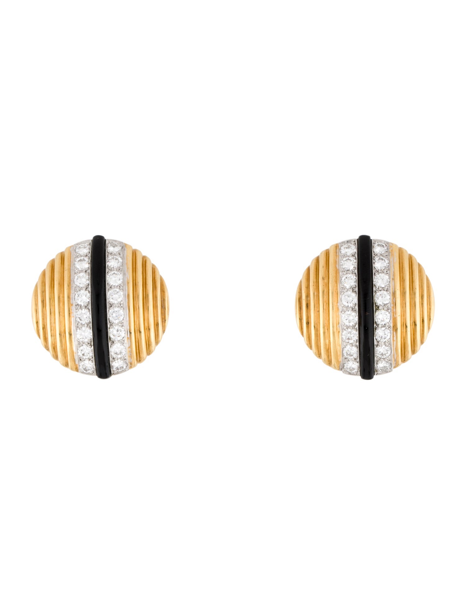 Earrings 3.20ctw Diamond & Onyx Disc Clip-On