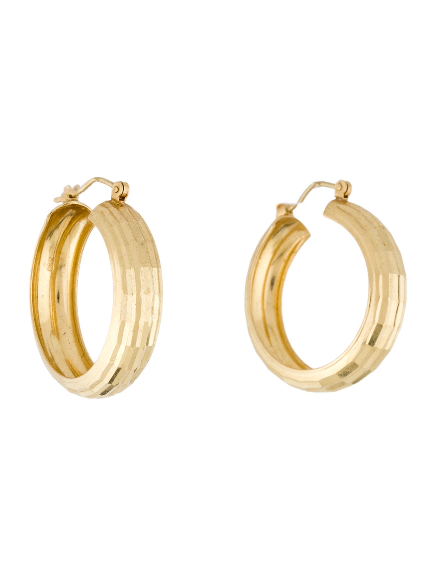 Earrings 14K Textured Hoop