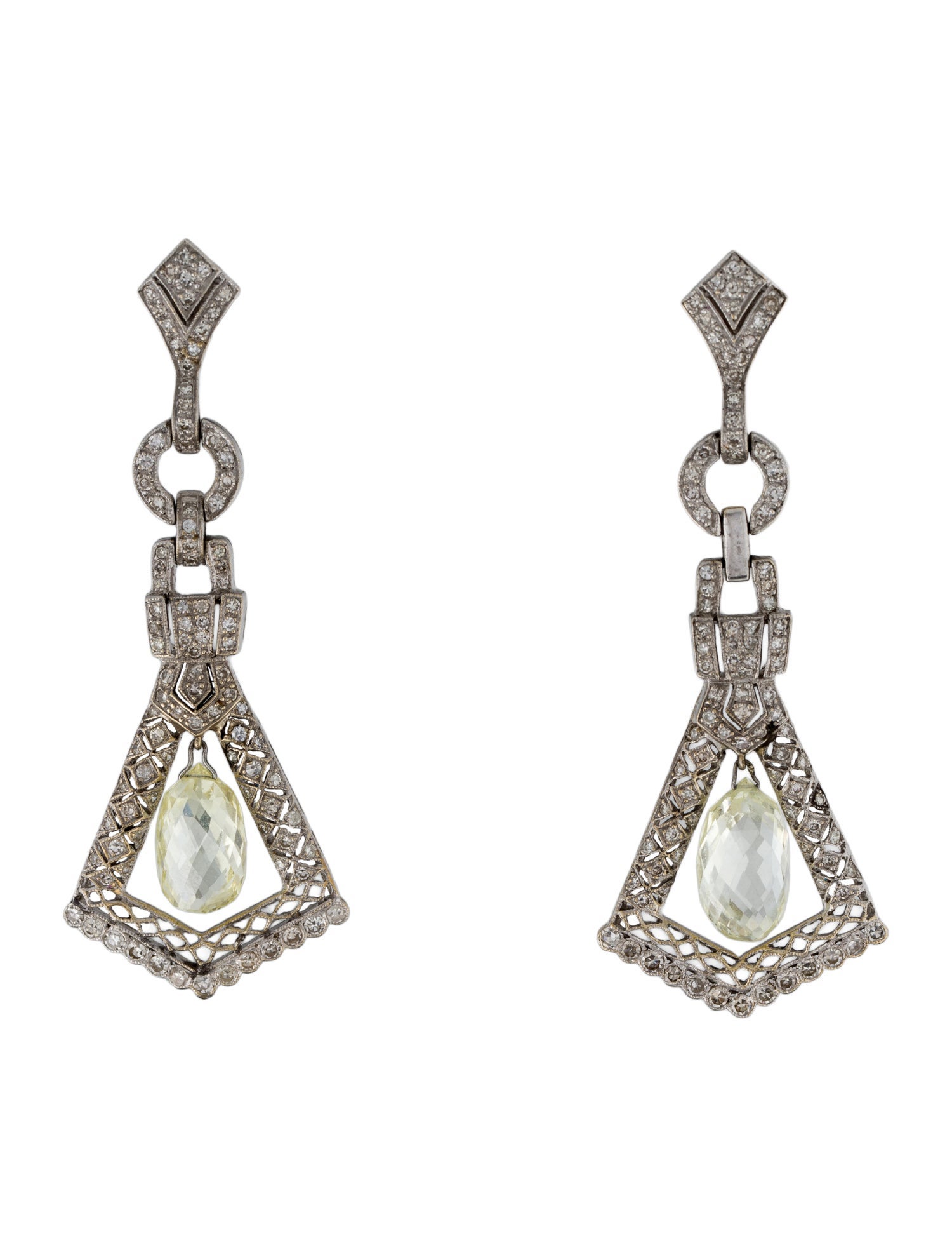 Earrings 18K 4.46ctw Diamond Drop