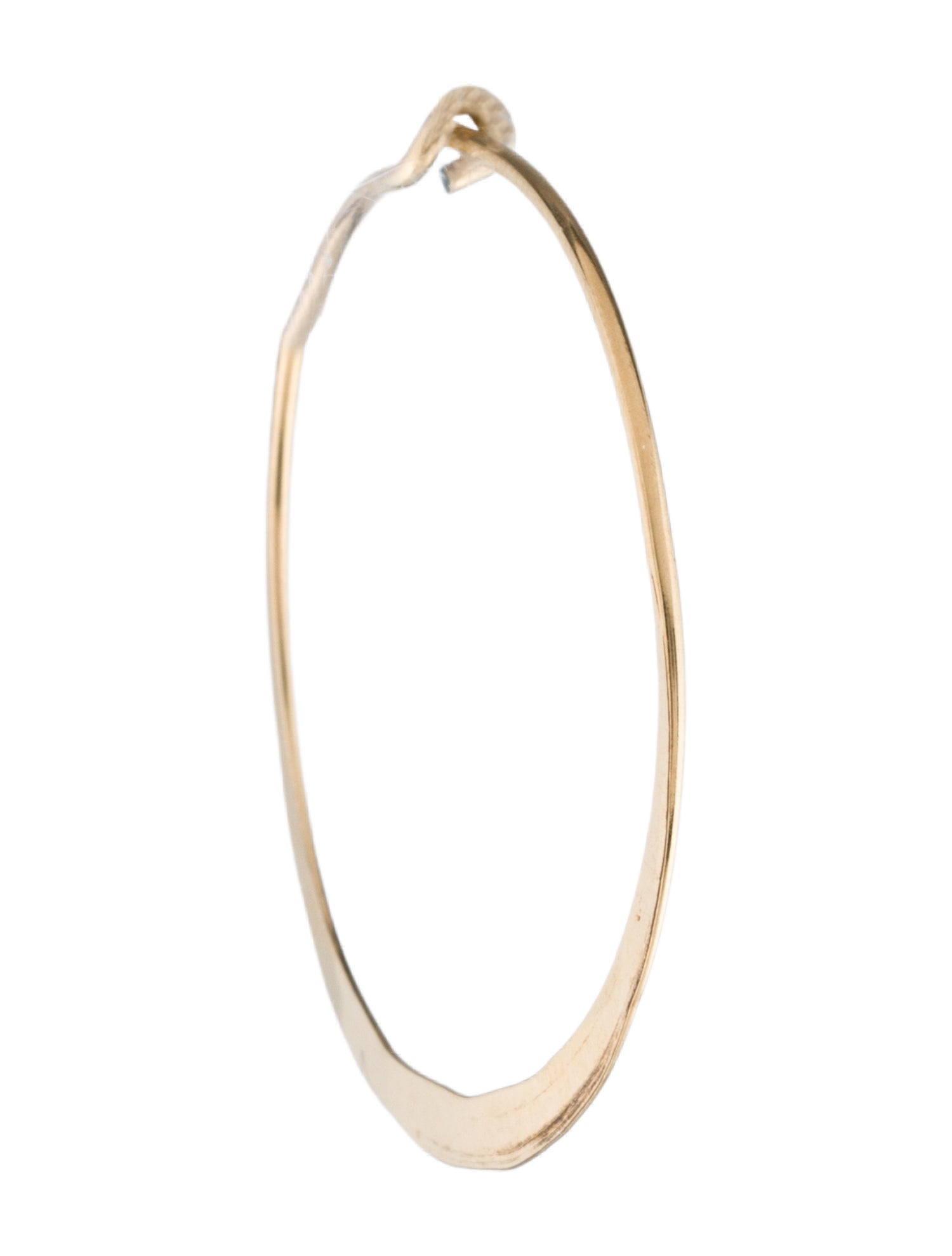 Earrings 10K Single Hammered Hoop Earring