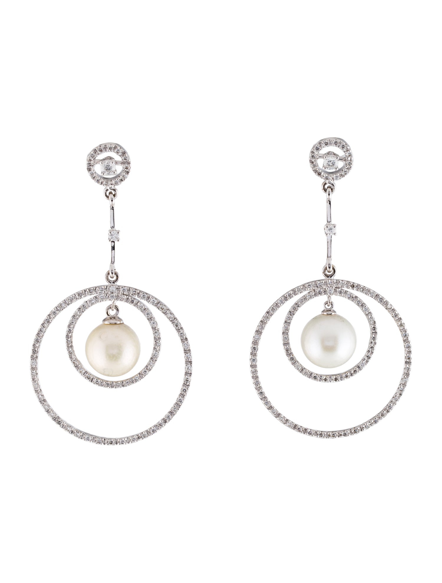 Earrings 18K Pearl & Diamond Drop
