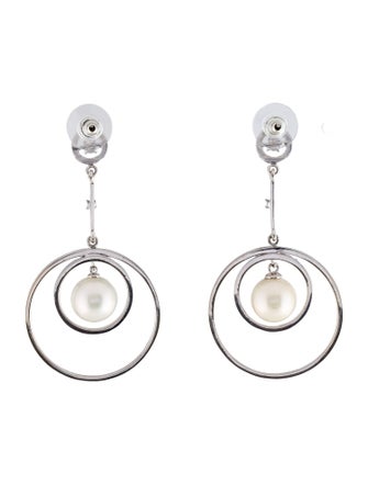 Earrings 18K Pearl & Diamond Drop Earrings
