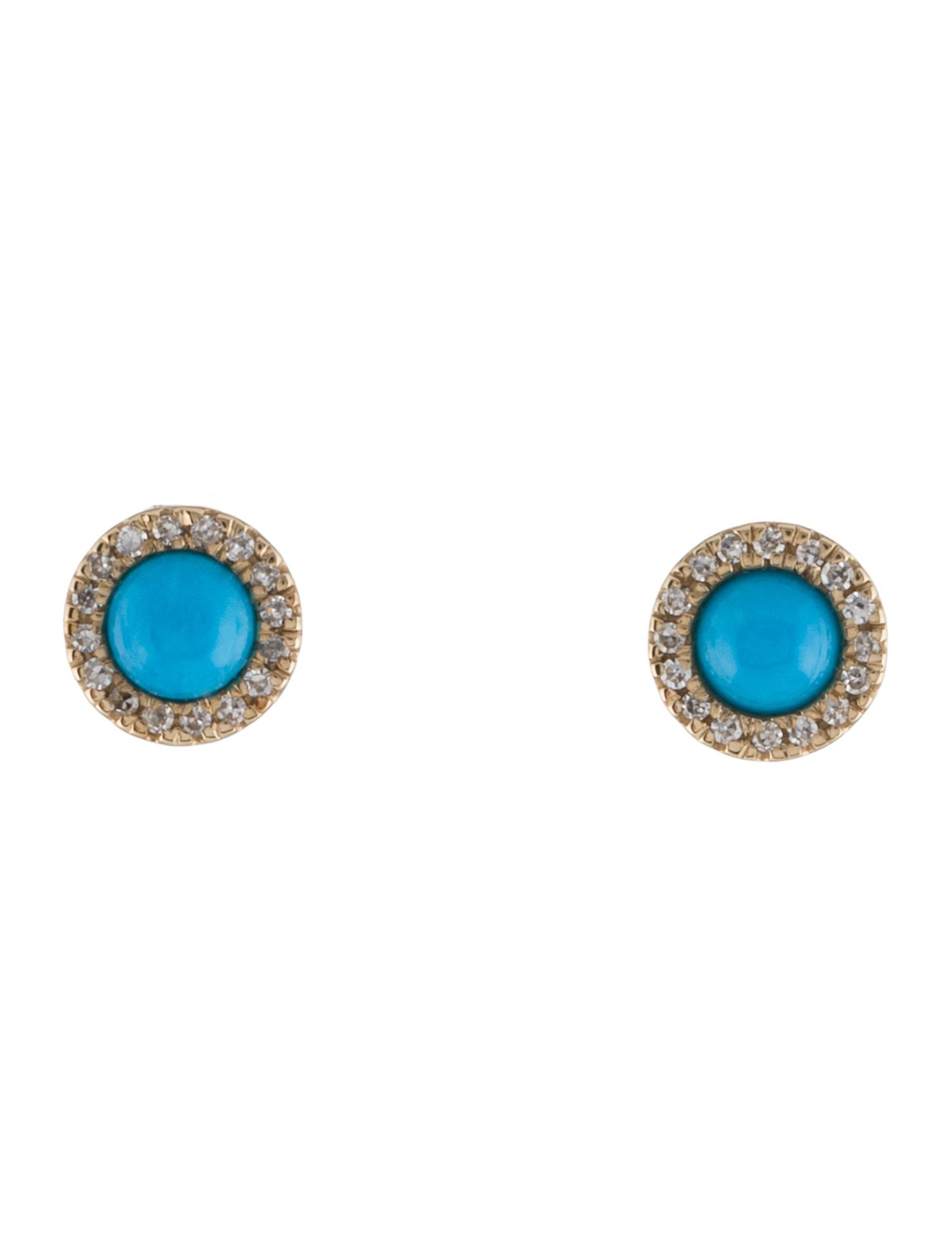 Earrings 14K Turquoise & Diamond Stud