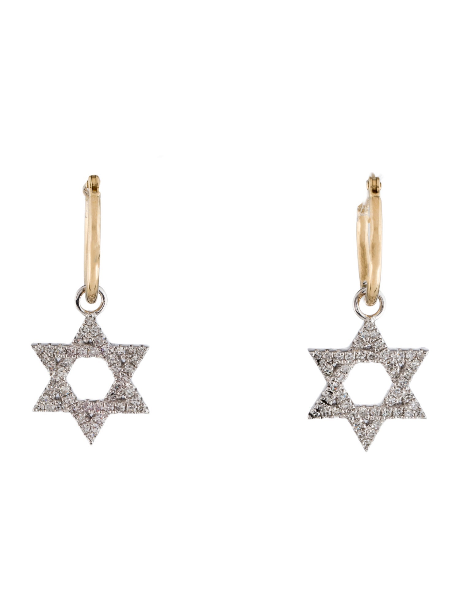 Earrings Diamond Star of David Hoop Drop