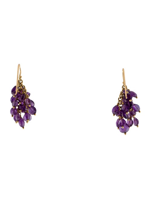 Earrings 18K Amethyst Cluster Drop Earrings
