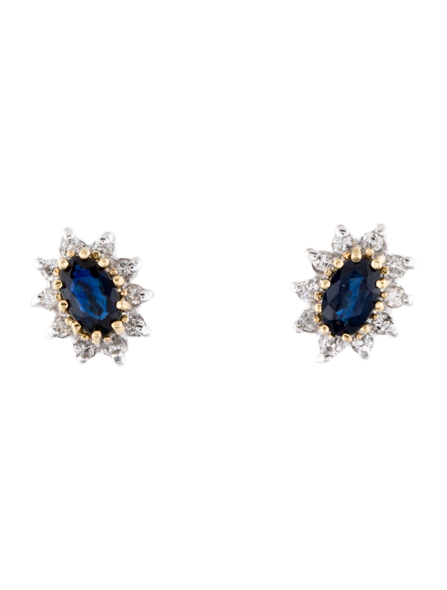 Earrings 14K Sapphire & Diamond Stud