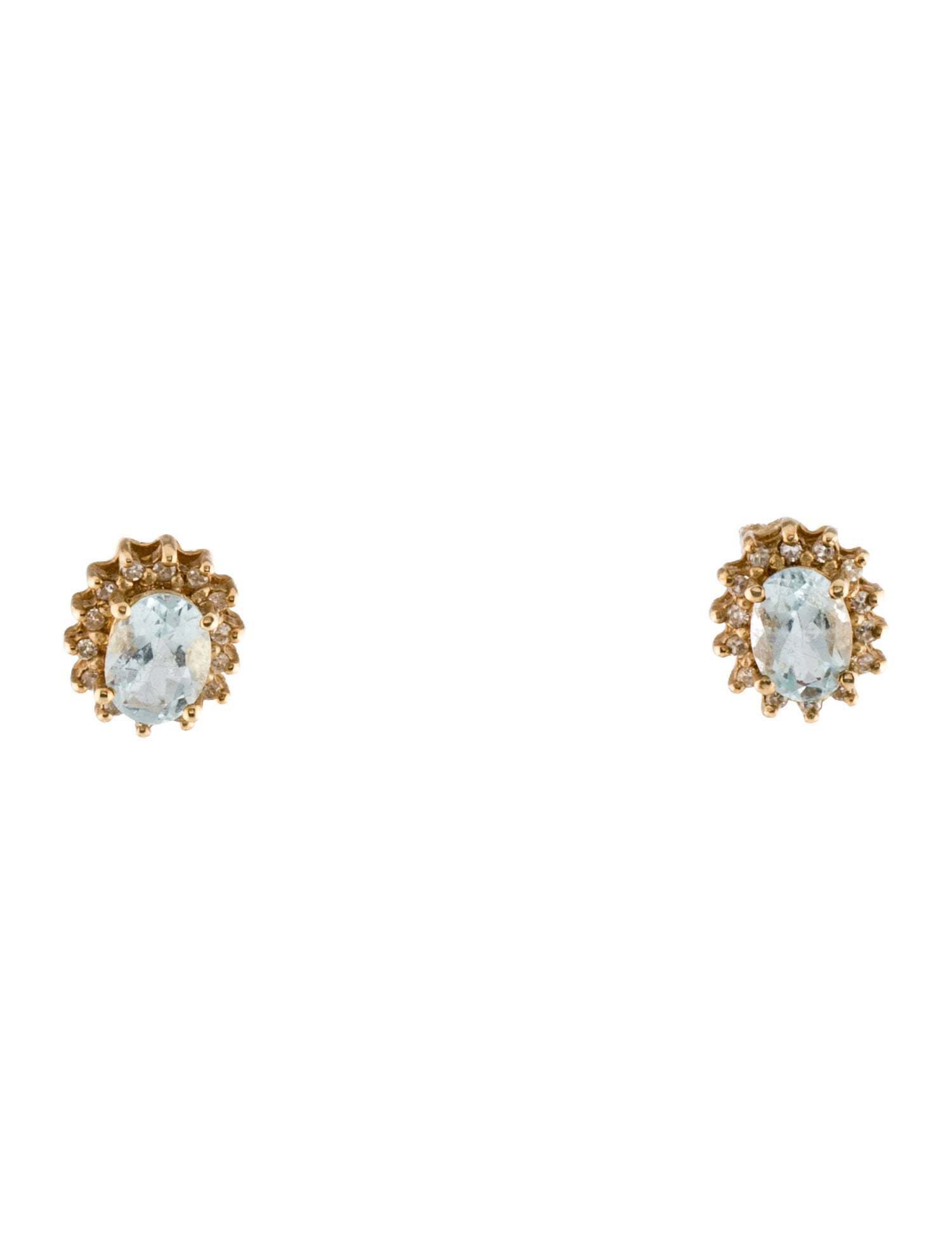 Earrings 10K 1.40ctw Aquamarine & Diamond Stud