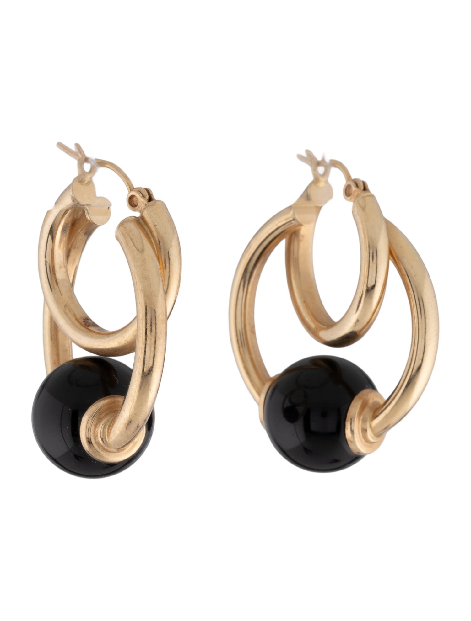 Earrings 14K Onyx Hoop