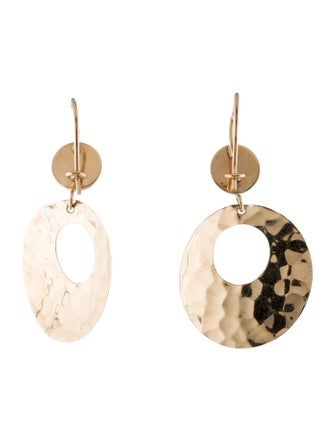 Earrings 14K Hammered Circle Drop Earrings