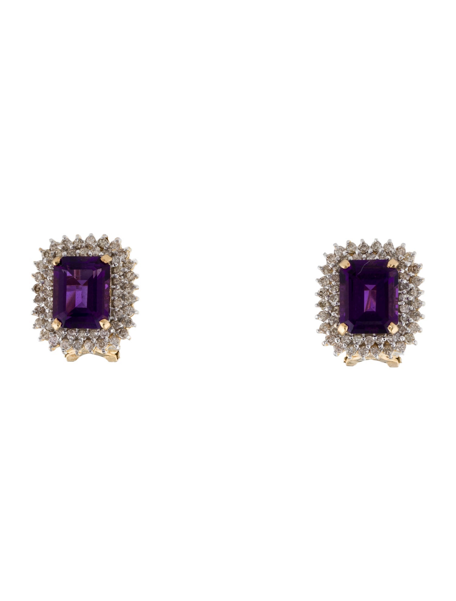 Earrings 14K 5.52ctw Amethyst & 1.04ctw Diamond Earclips