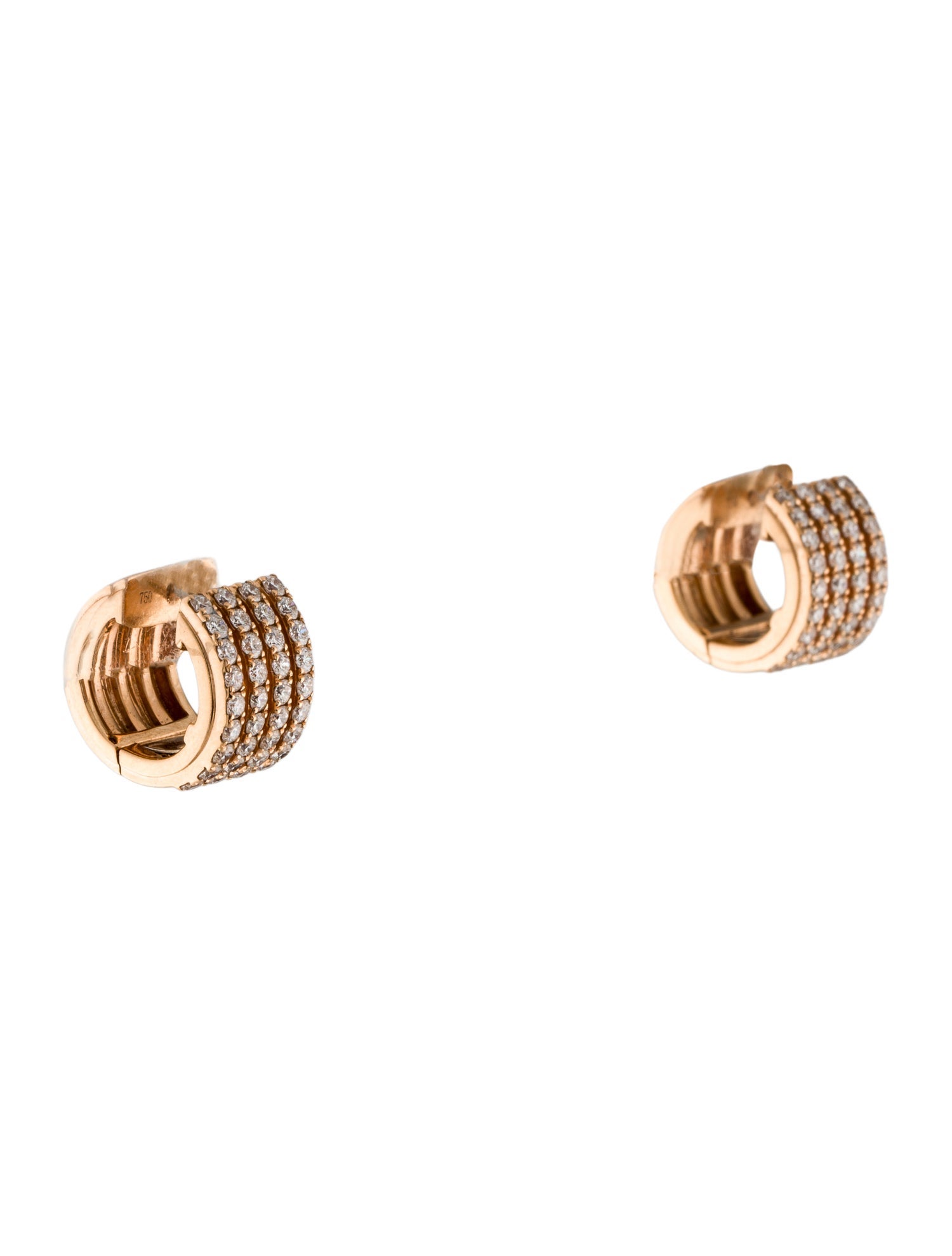 Earrings 18K 1.80ctw Diamond Wide Huggie