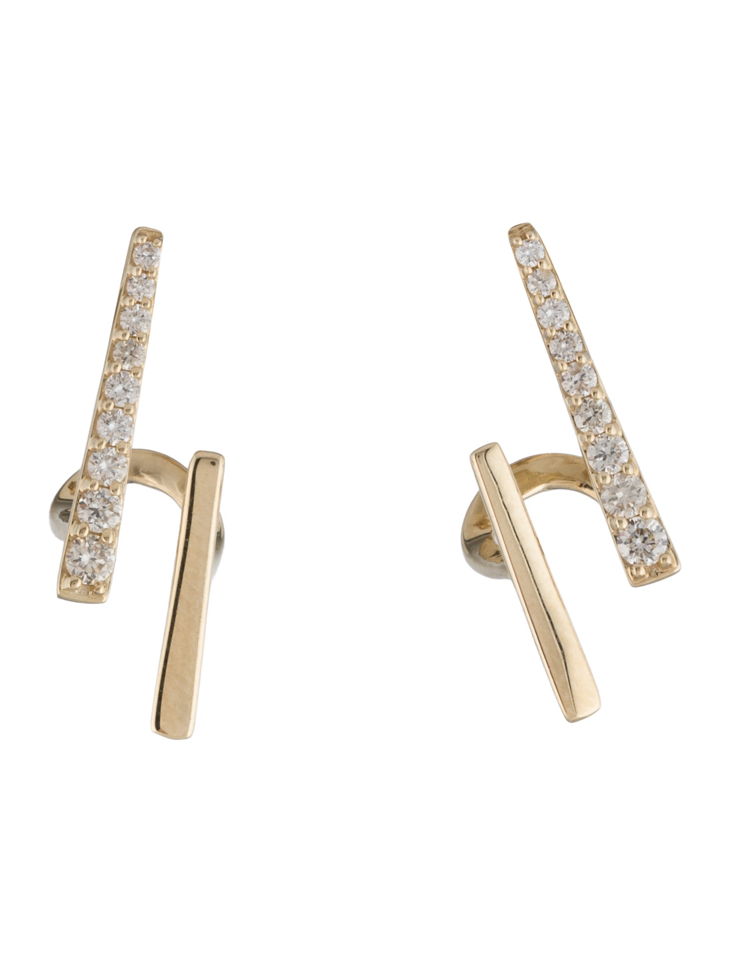 Earrings 14K Diamond Bar Drop Earrings