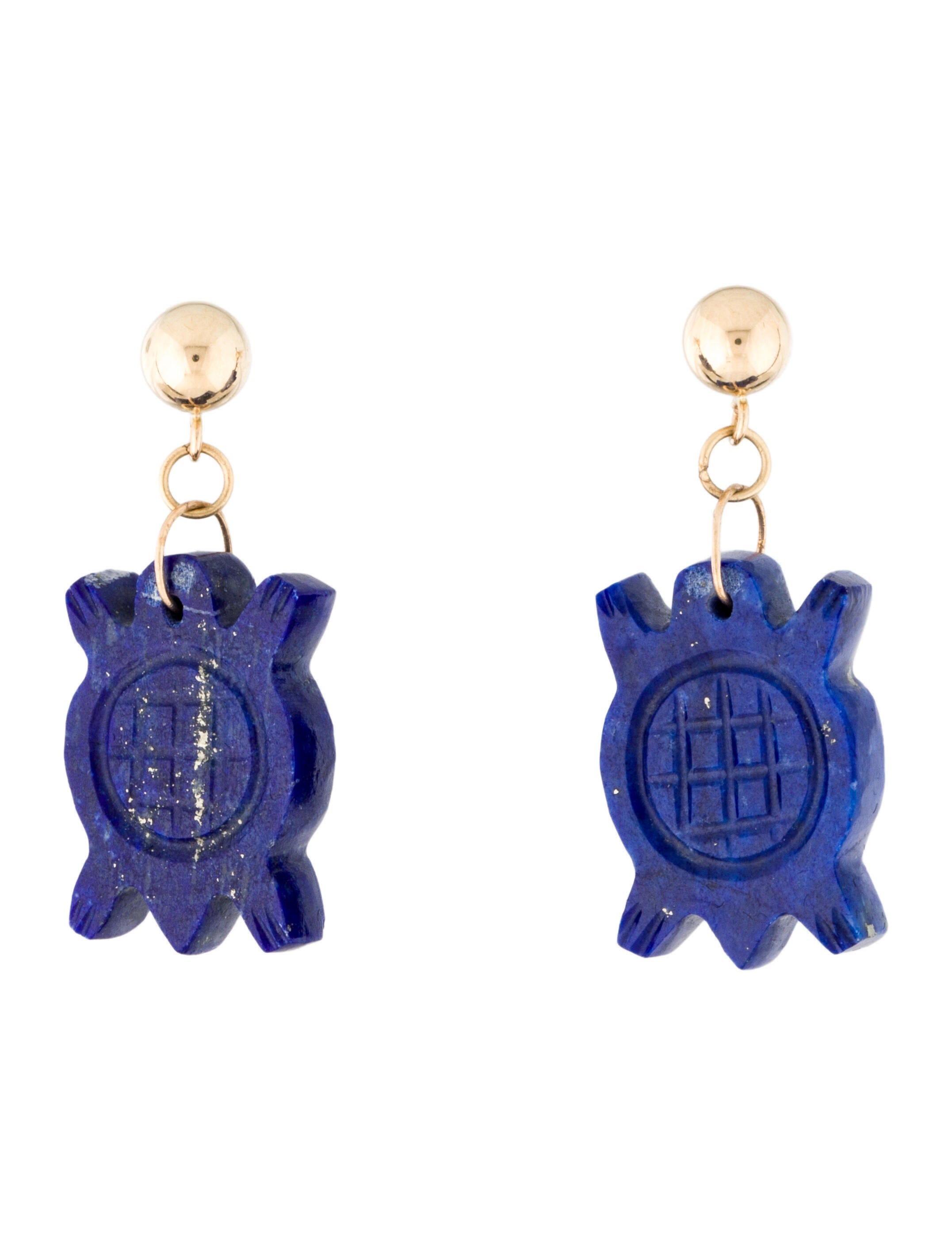 Earrings 14K Lapis Lazuli Turtle Drop