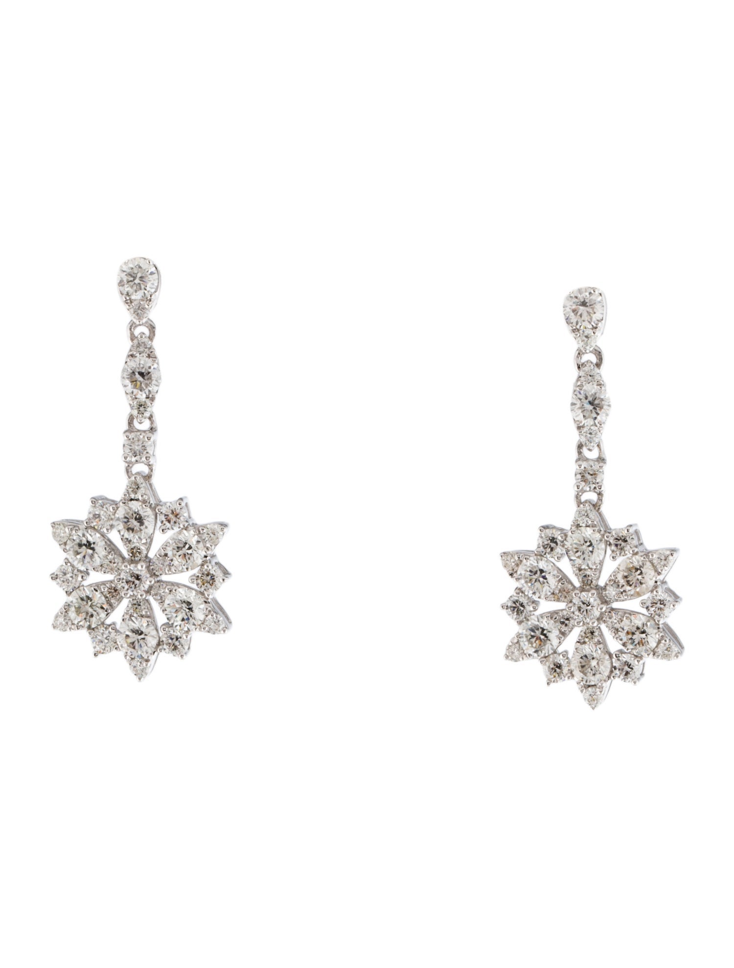 Earrings 14K Diamond Snowflake Drop Earrings