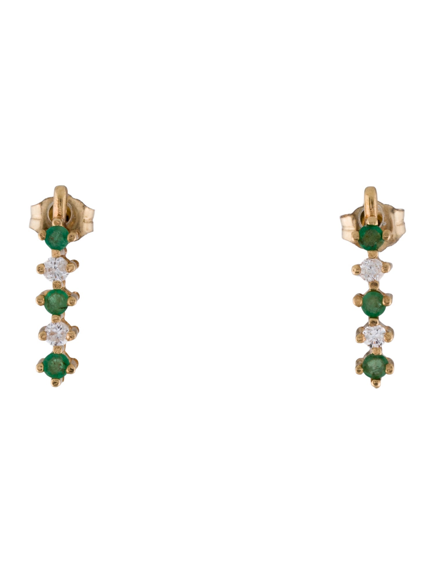 Earrings 14K Emerald & Diamond Drop