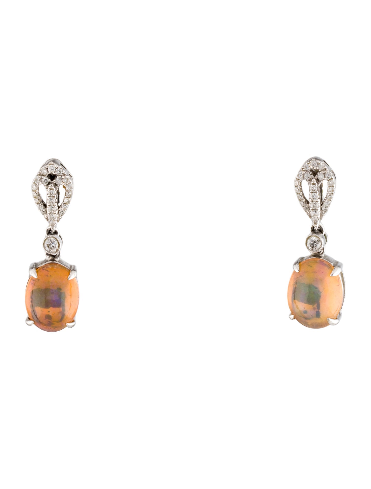 Earrings 14K Diamond & Opal Drop