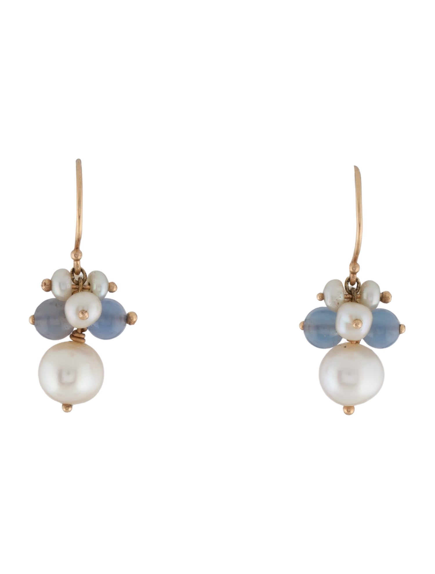 Earrings 14K Pearl & Chalcedony Drop