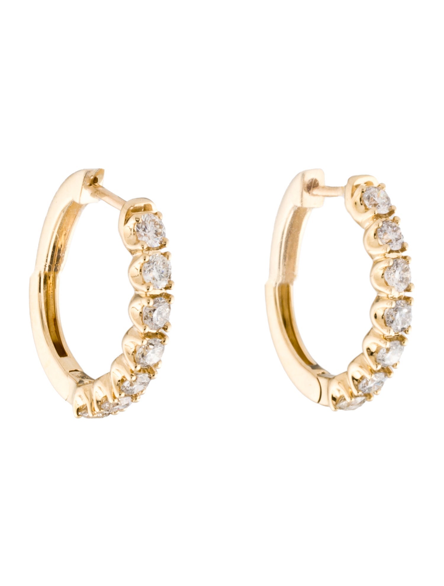 Earrings 14K 1.00ctw Diamond Oval Hoop Earrings