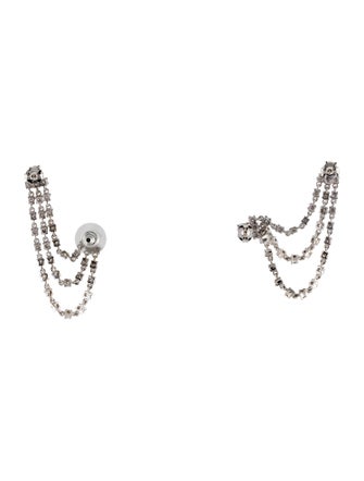 Earrings 18K 3.46ctw Diamond Double Stud Chain Drop Earrings