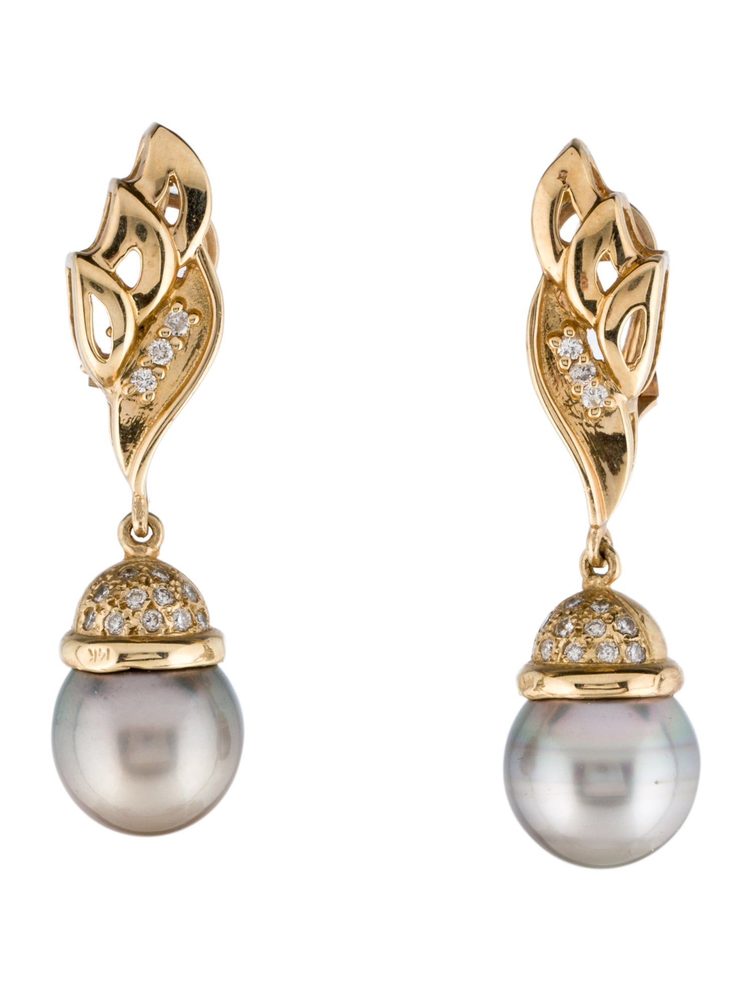 Earrings 14K Pearl & Diamond Drop