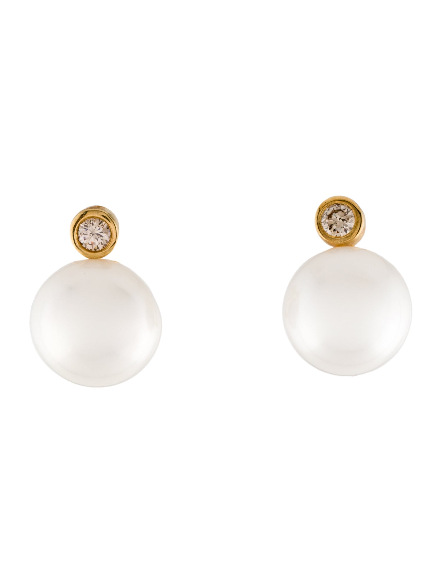 Earrings 18K Pearl & Diamond Earclips