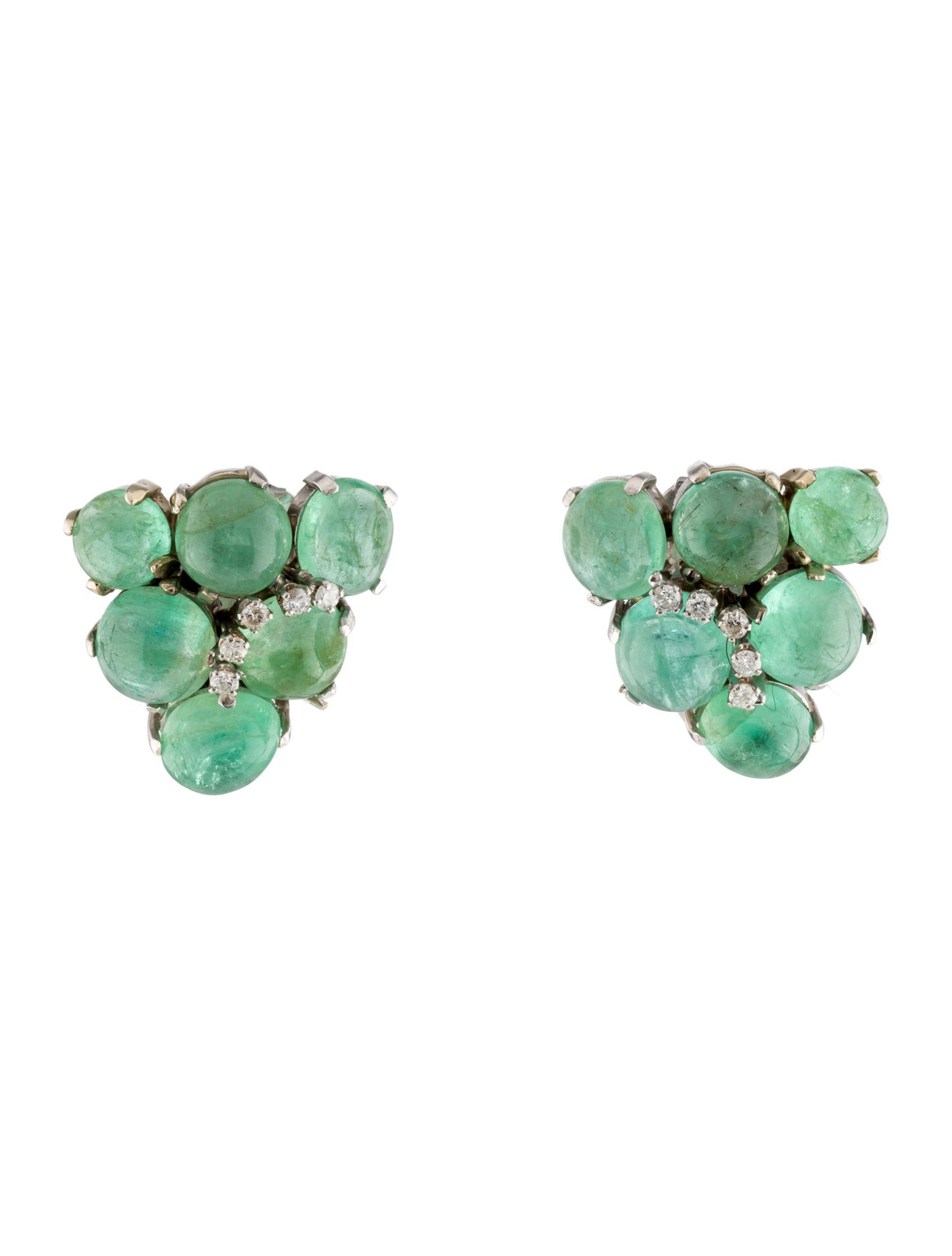 Earrings 14K 32.99ctw Emerald & Diamond Clip-On Earrings