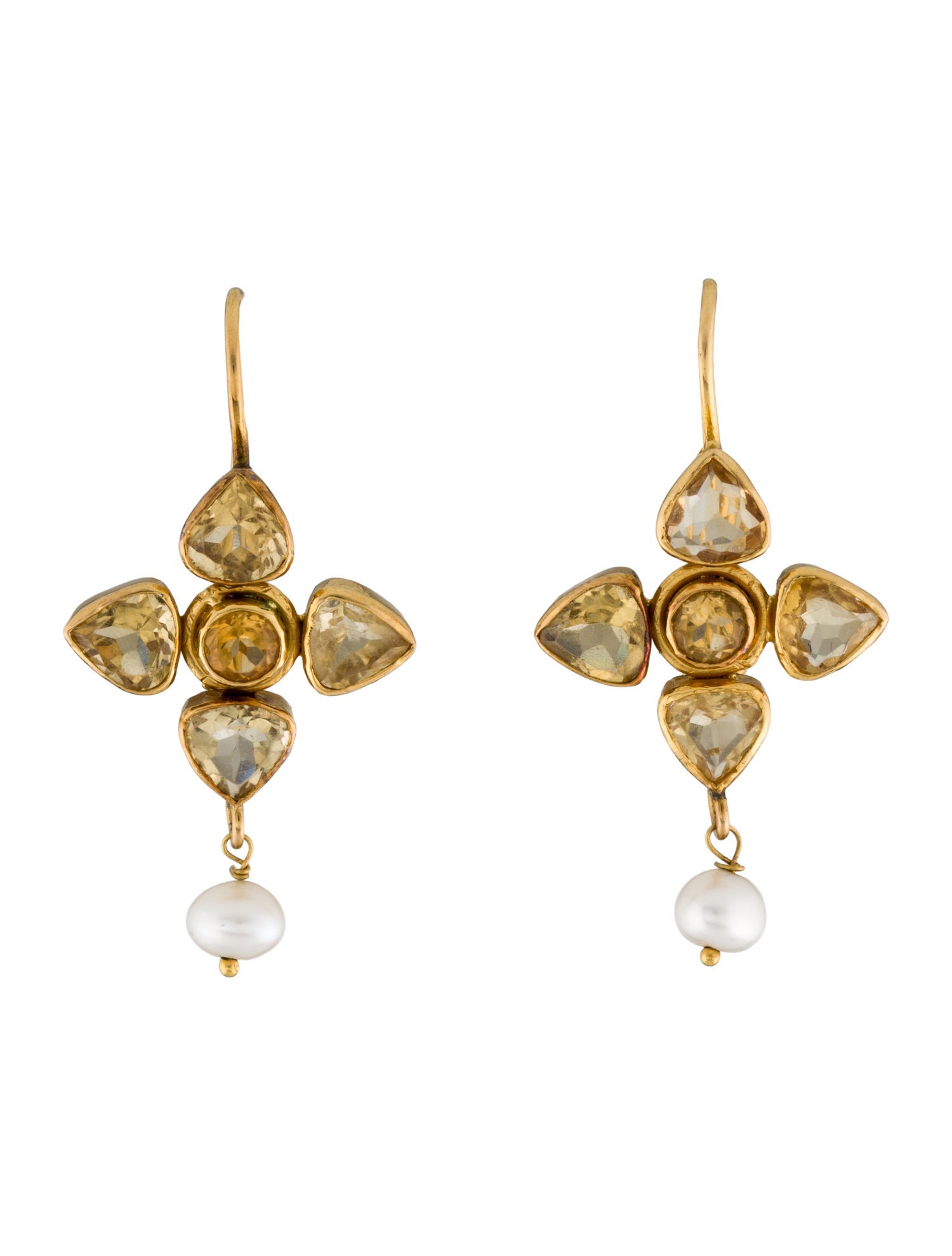 Earrings 18K Pearl & 4.38ctw Citrine Drop Earrings