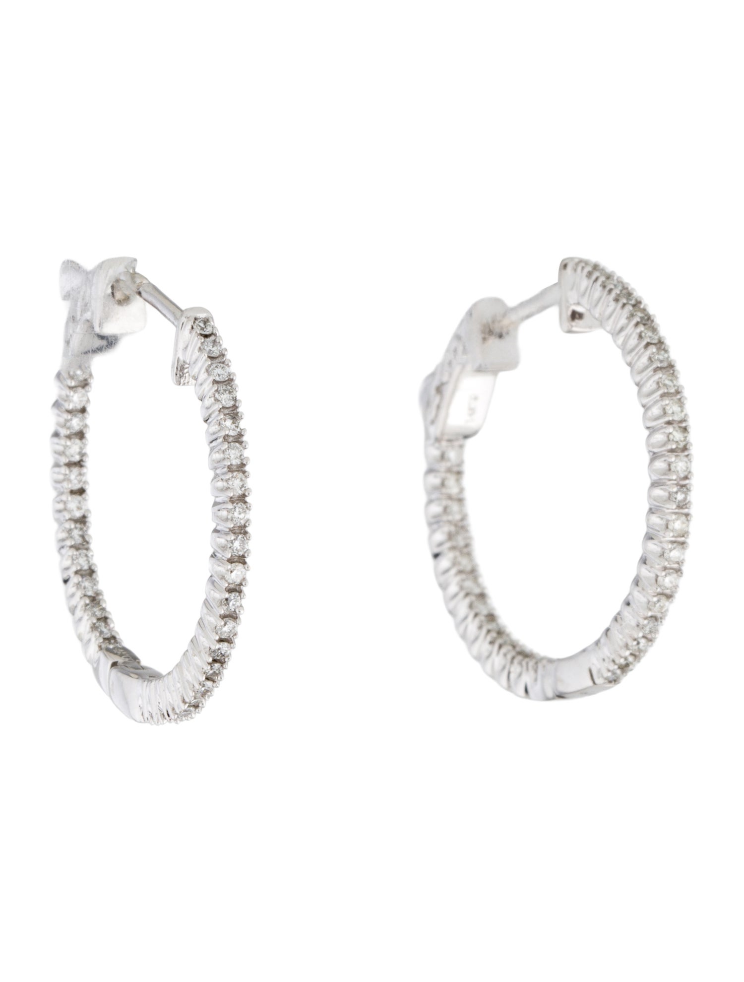 Earrings 14K Diamond Inside Out Hoop