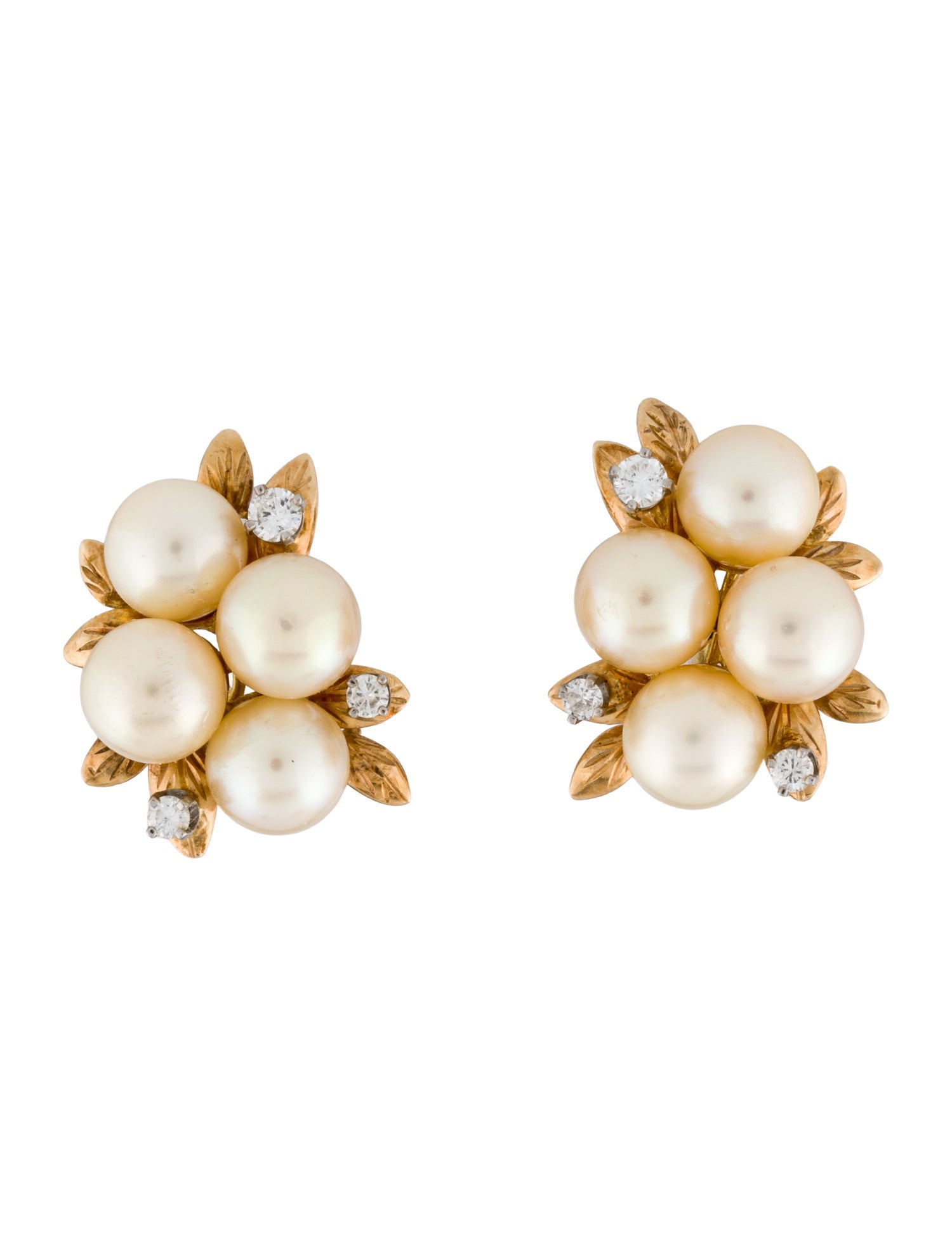 Earrings 14K Pearl & Diamond Clip-On