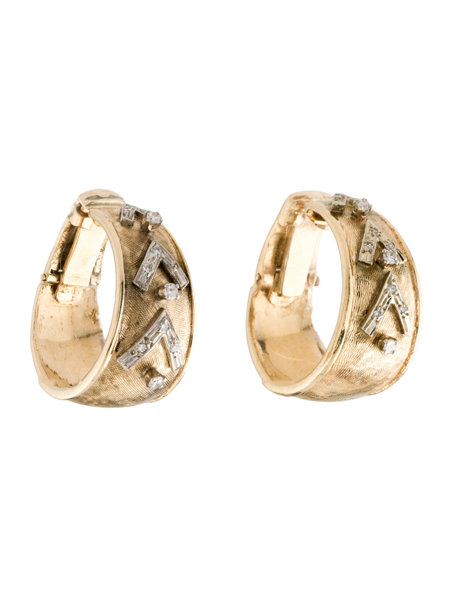 Earrings 14K Diamond Clip-On Hoop