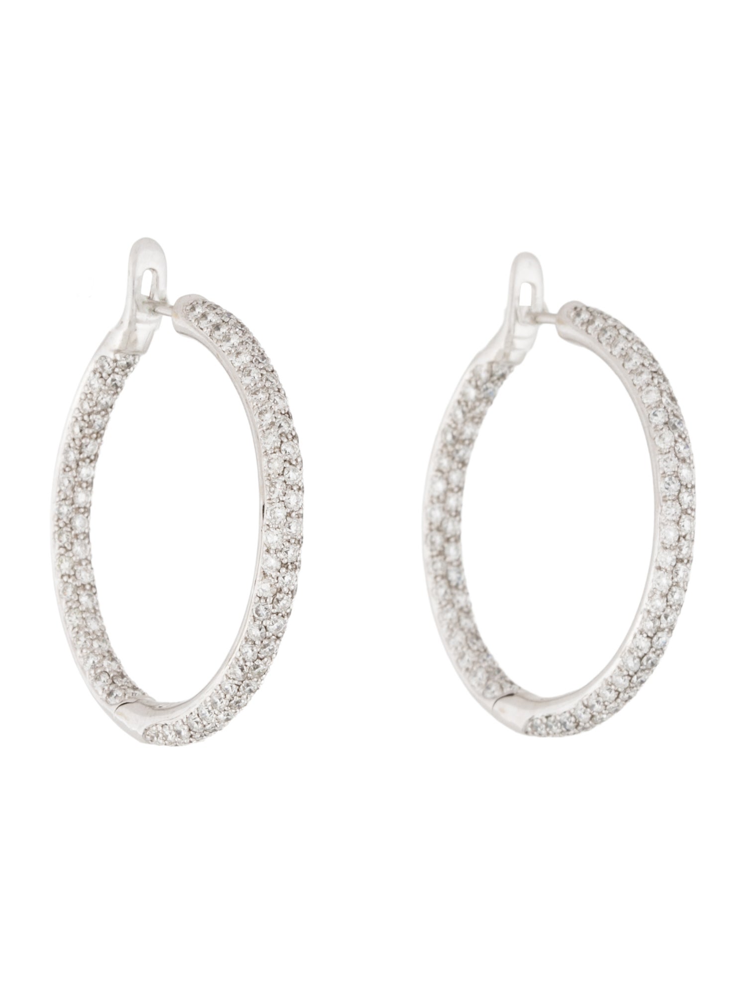 Earrings 18K 3.75ctw Diamond Pavé Inside Out Hoop