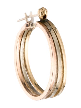 Earrings 14K Tri-Color Three Rowed Hoop Single Earring