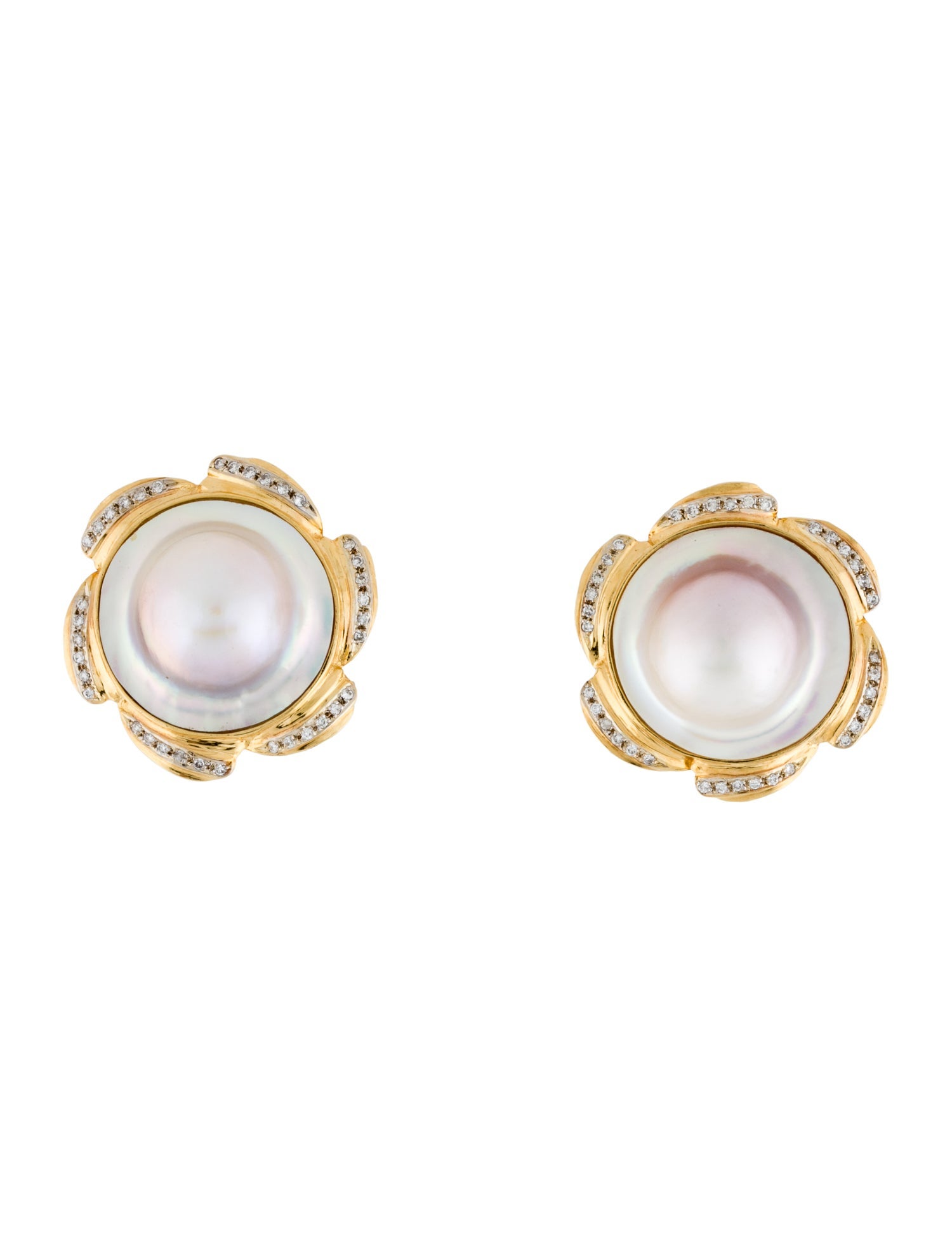Earrings 14K Mabè Pearl & Diamond Clip-On