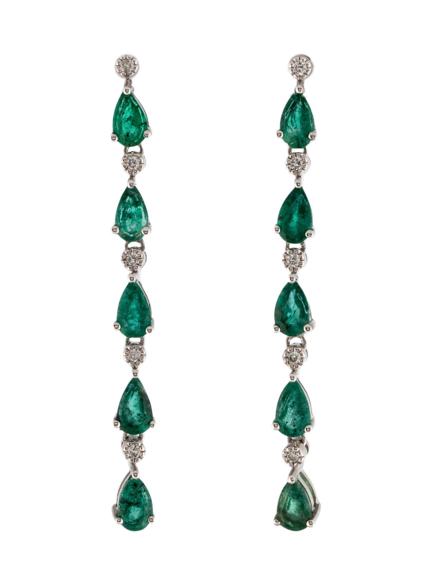 Earrings 14K 2.16ct Emerald & Diamond Drop