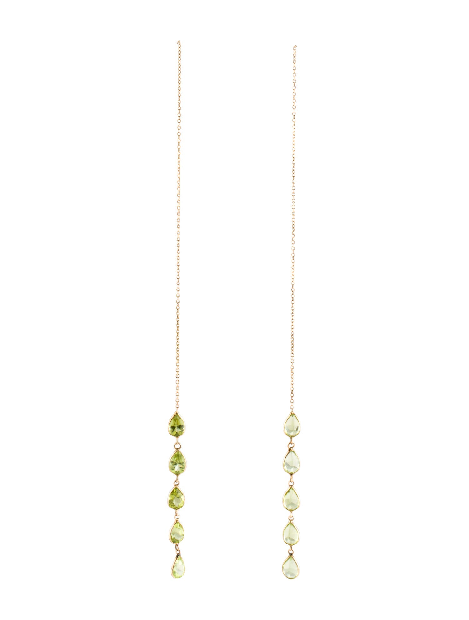 Earrings 14K 6.90ctw Peridot Threader Drop