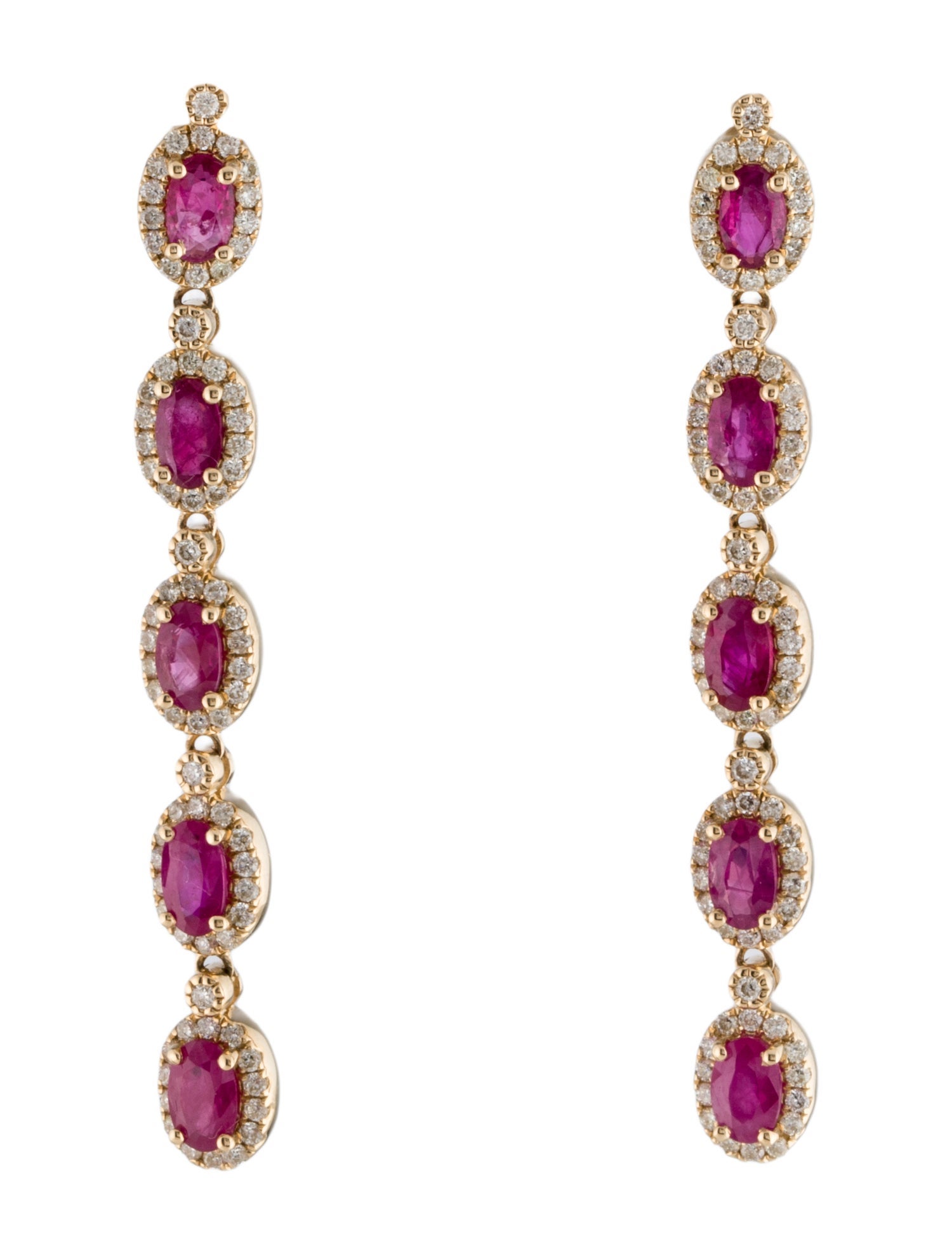 Earrings 14K 2.07ct Ruby & Diamond Drop