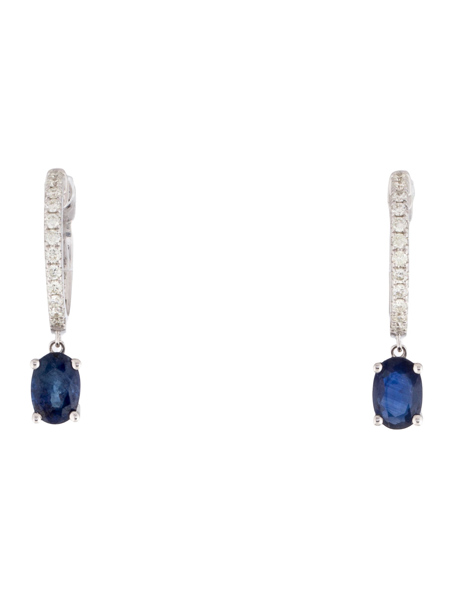 Earrings 14K 1.19ct Sapphire & Diamond Huggie Drop