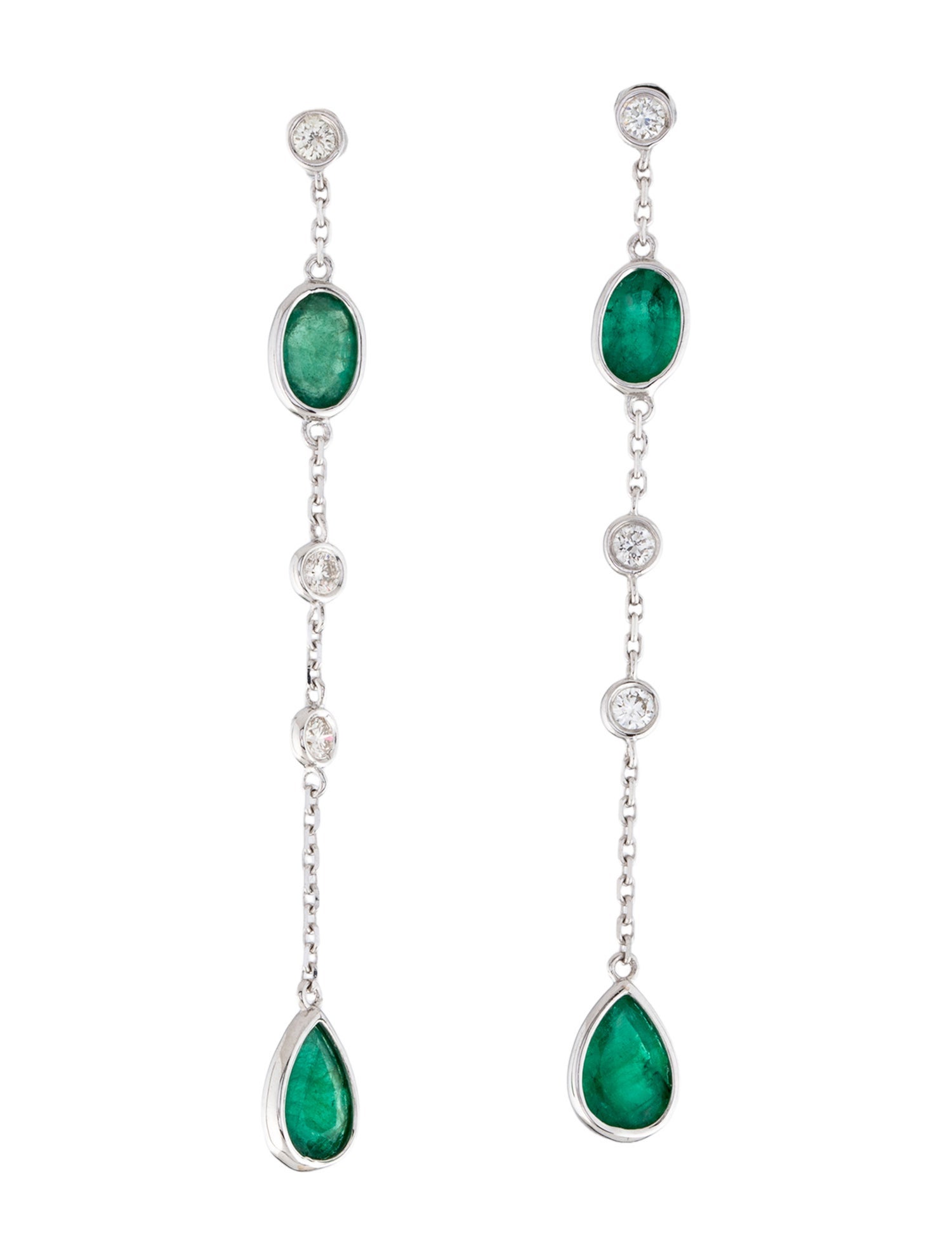 Earrings 14K 1.89ctw Emerald & Diamond Drop Earrings
