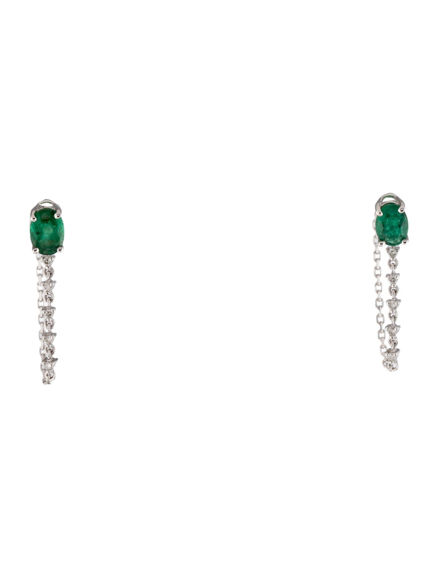 Earrings 14K Emerald & Diamond Drop Earrings