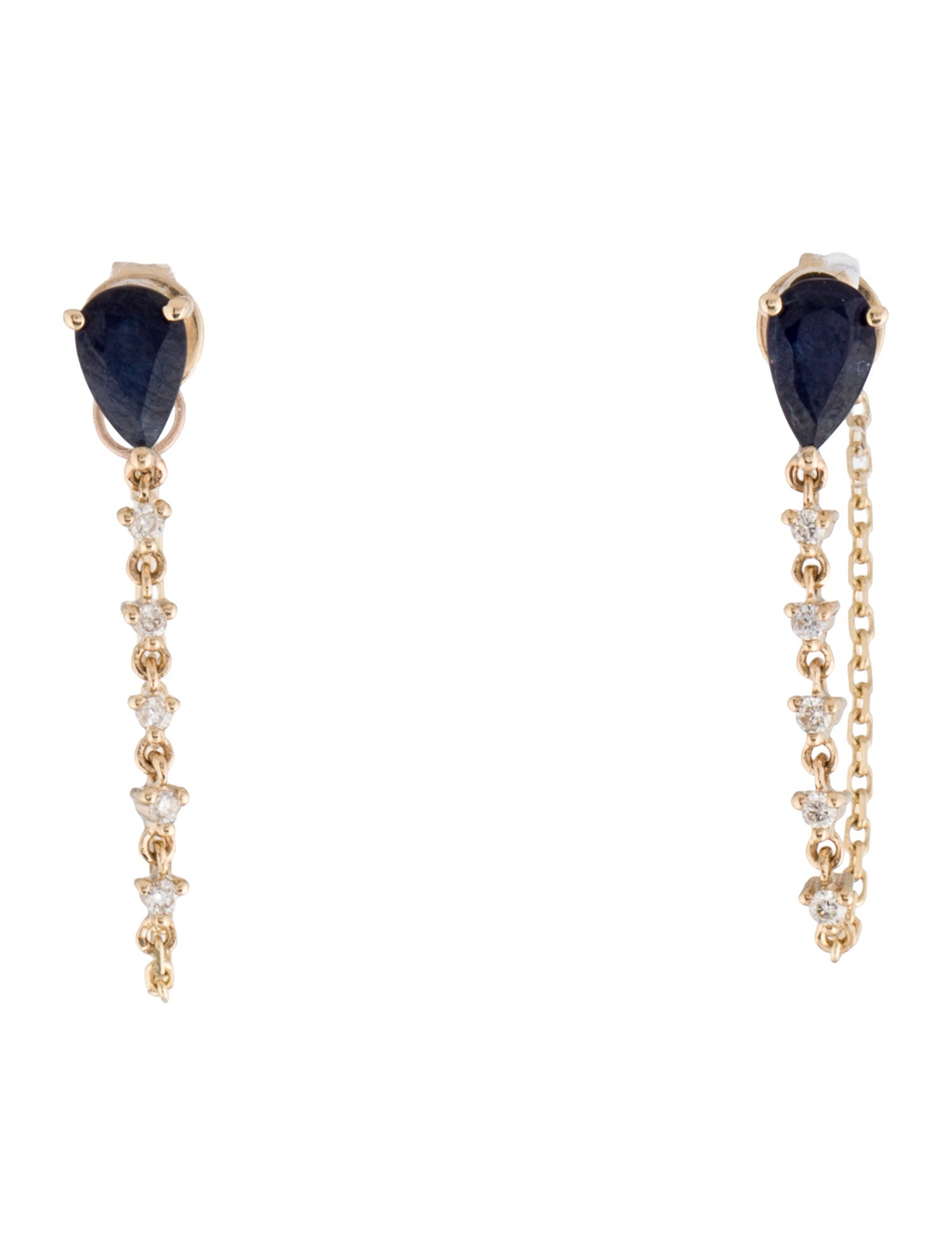 Earrings 14K Sapphire & Diamond Drop