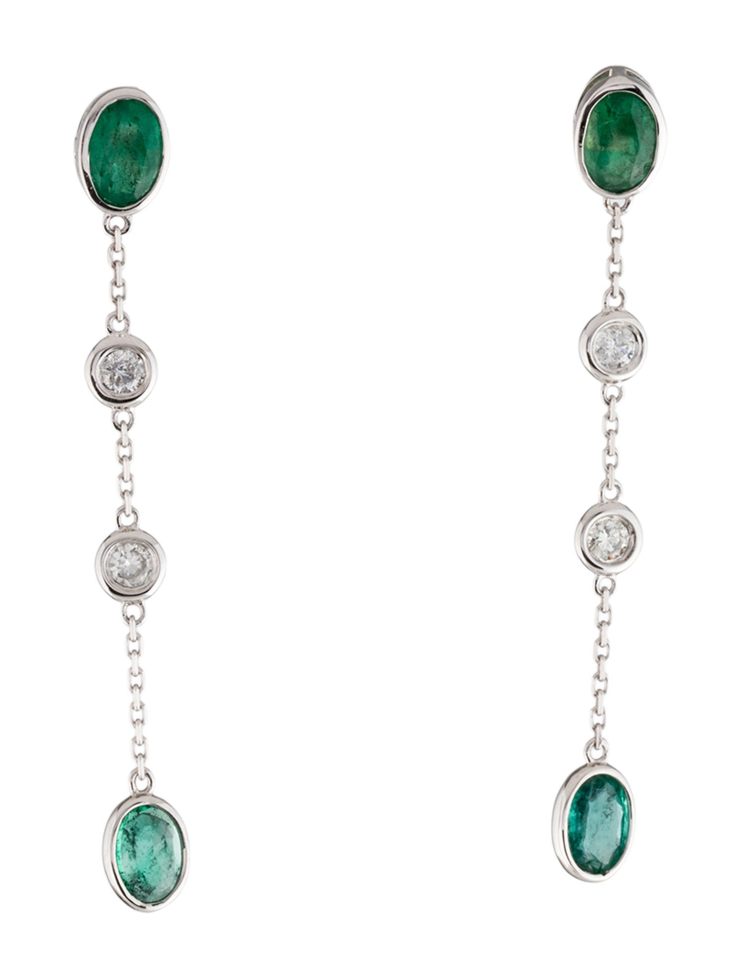 Earrings 14K 1.14ctw Emerald & Diamond Drop Earrings