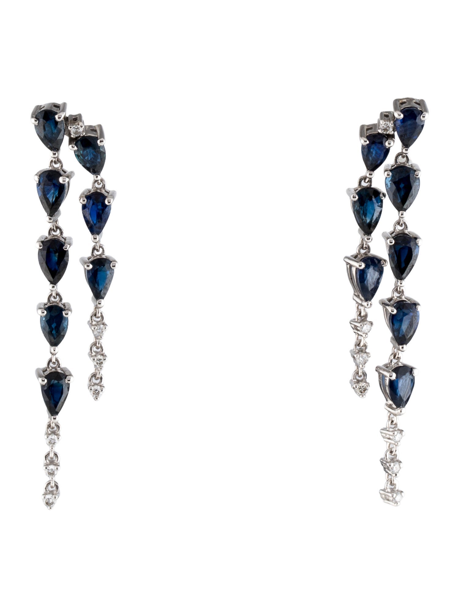 Earrings 14K 3.31ctw Sapphire & Diamond Drop Earrings