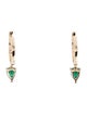Earrings 14K Emerald & Diamond Hoop Drop Earrings