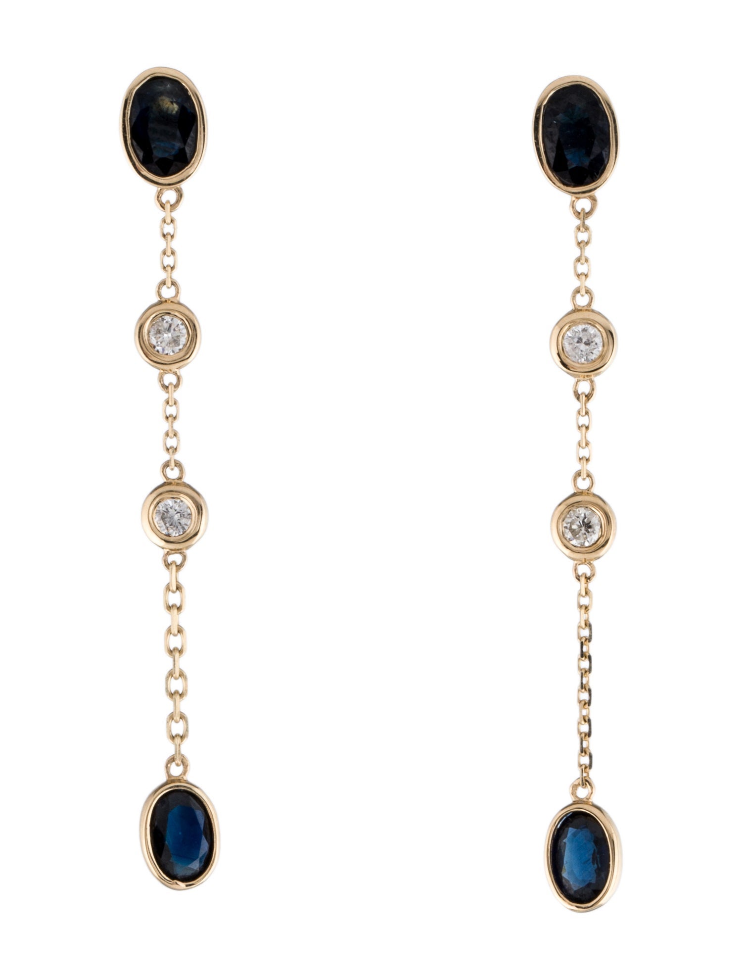 Earrings 14K 1.58ctw Sapphire & Diamond Drop