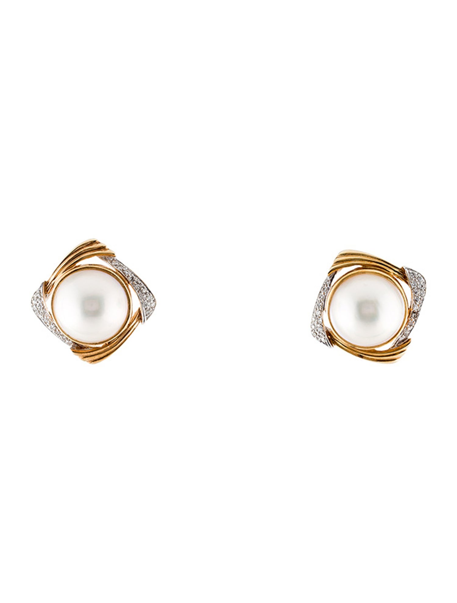 Earrings 14K Pearl & Diamond Earclip Earrings
