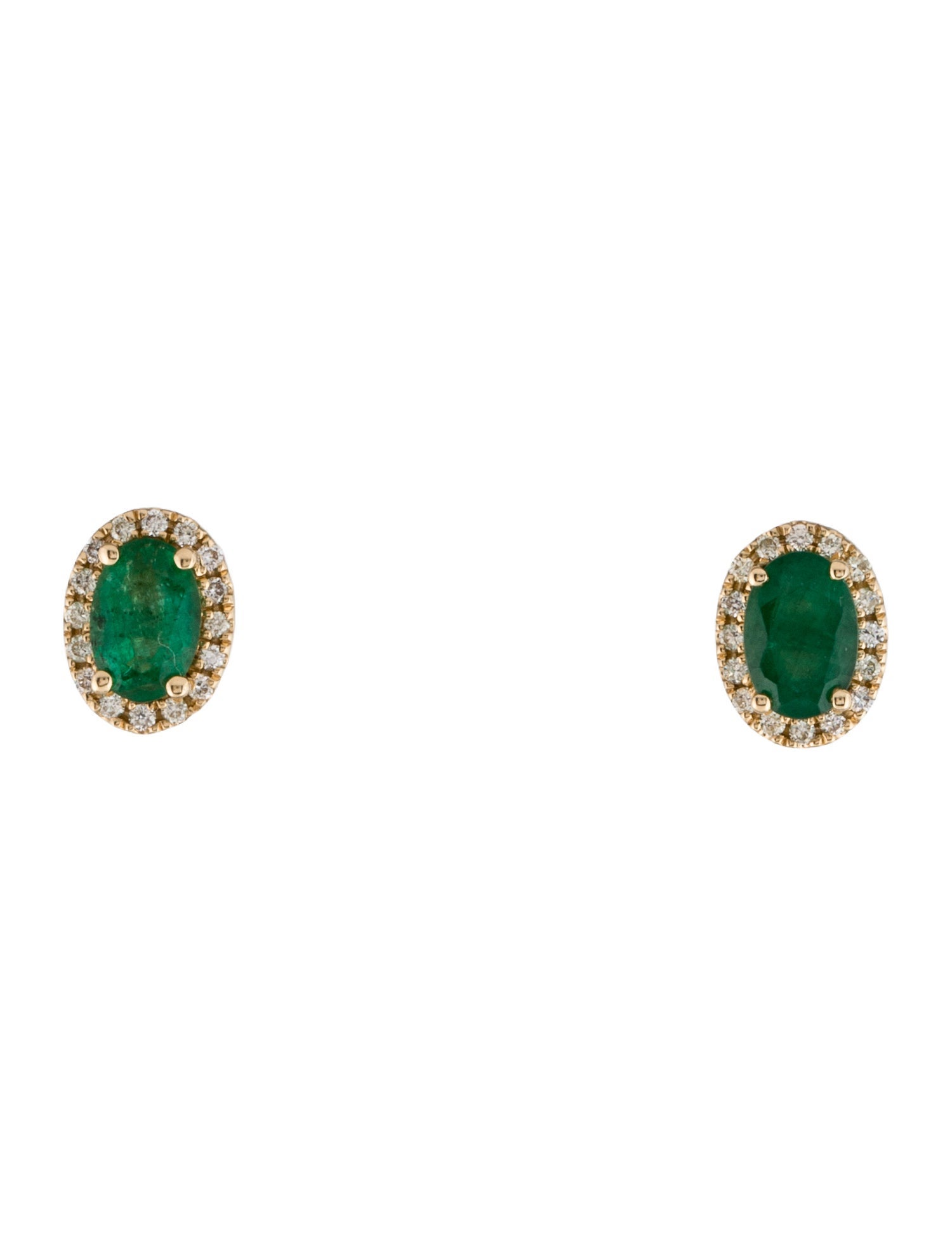 Earrings 14K Emerald & Diamond Stud