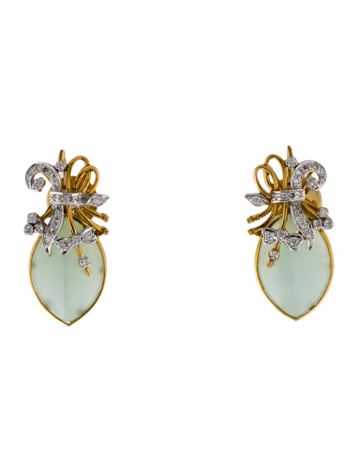 Earrings 18K Chalcedony & Diamond Drop Earrings