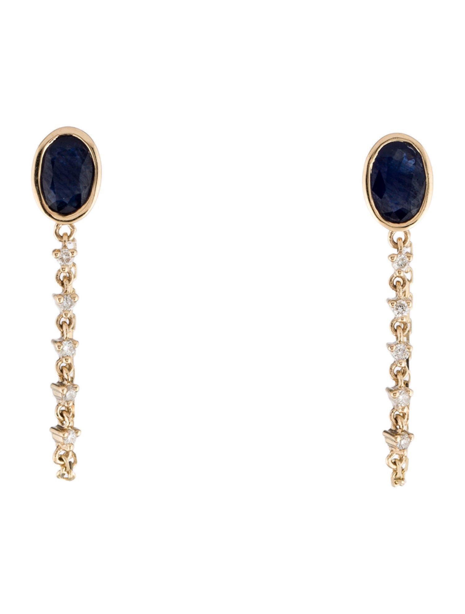 Earrings 14K Sapphire & Diamond Drop Earrings