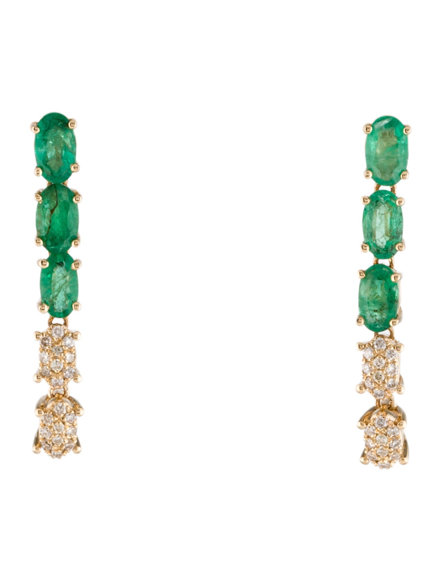 Earrings 14K 1.16ctw Emerald & Diamond Drop