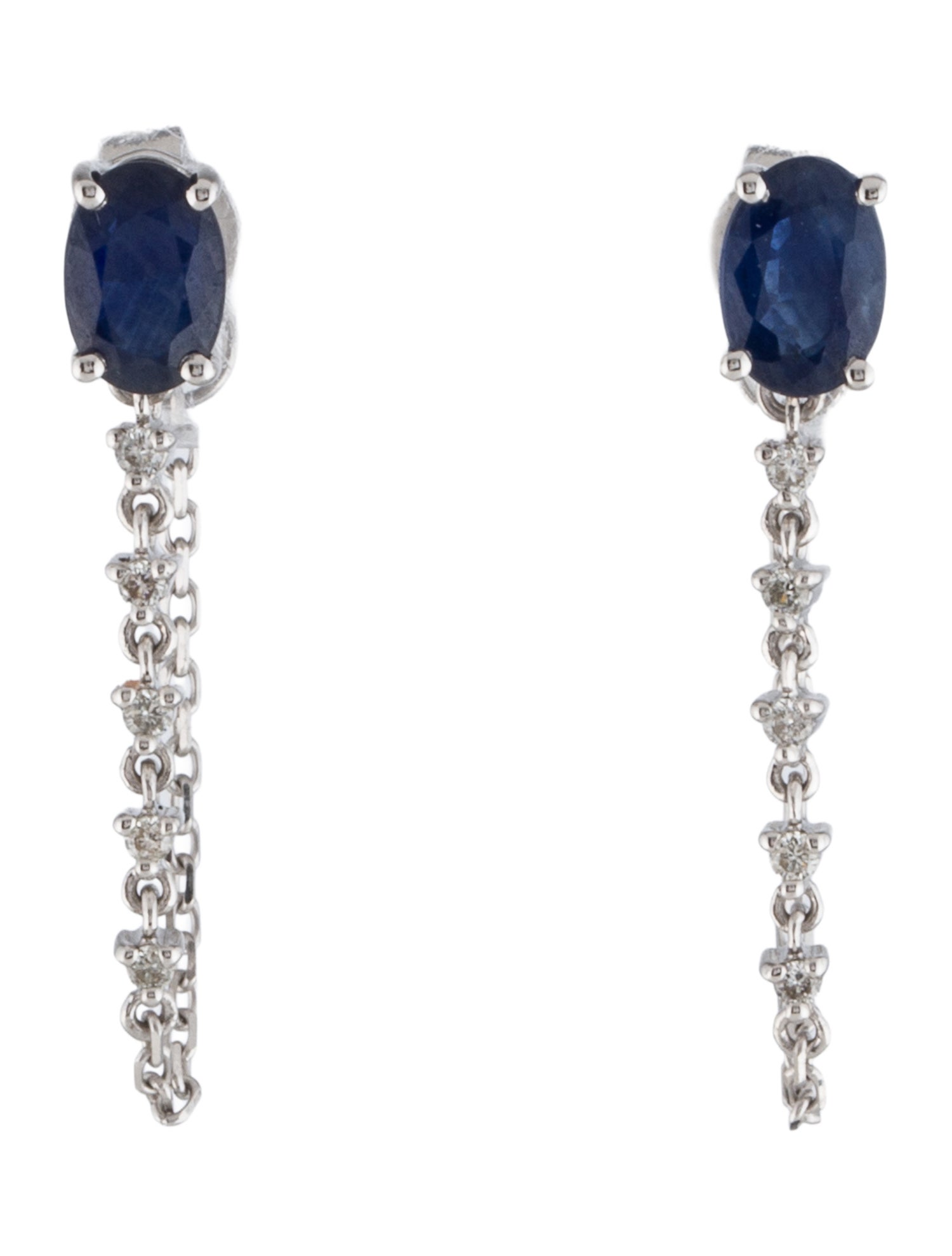 Earrings 14K Sapphire & Diamond Chain Drop